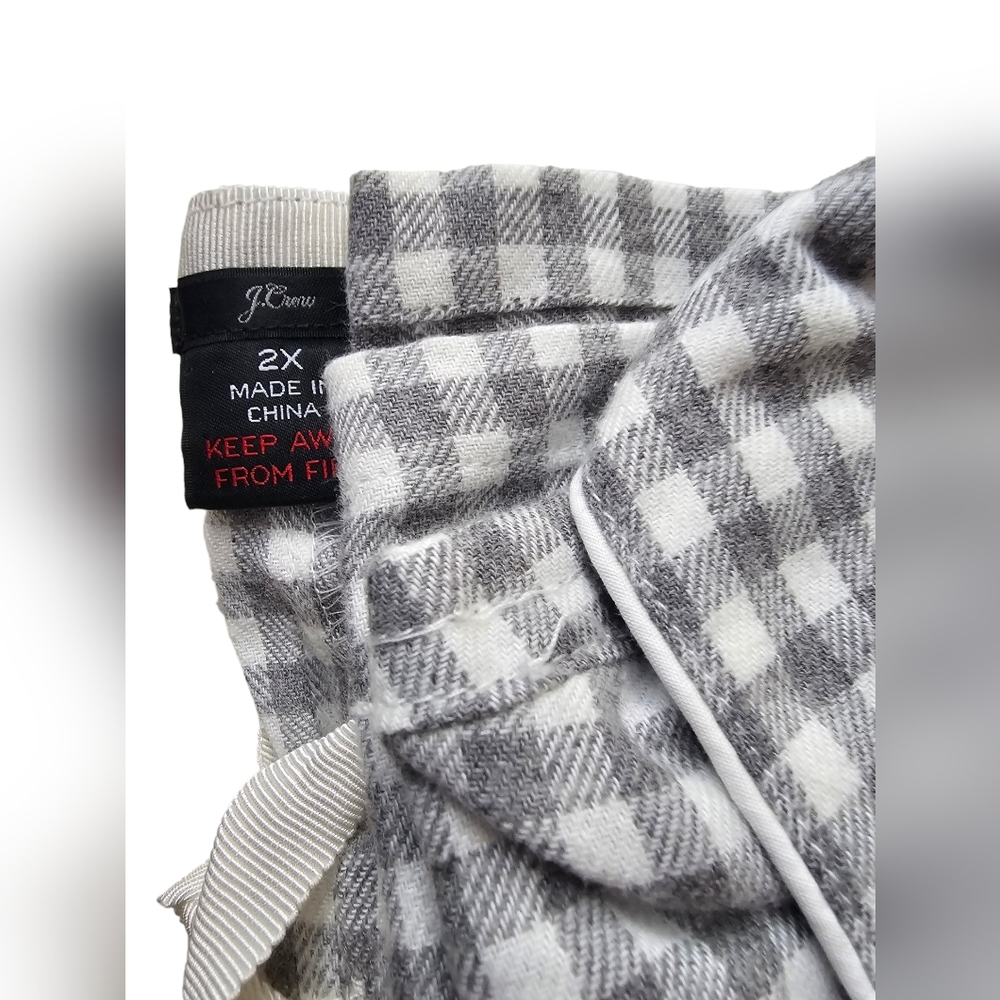J Crew Vintage Flannel Gingham Pajama Set Womens Size 2X Gray and White - Picture 4 of 6